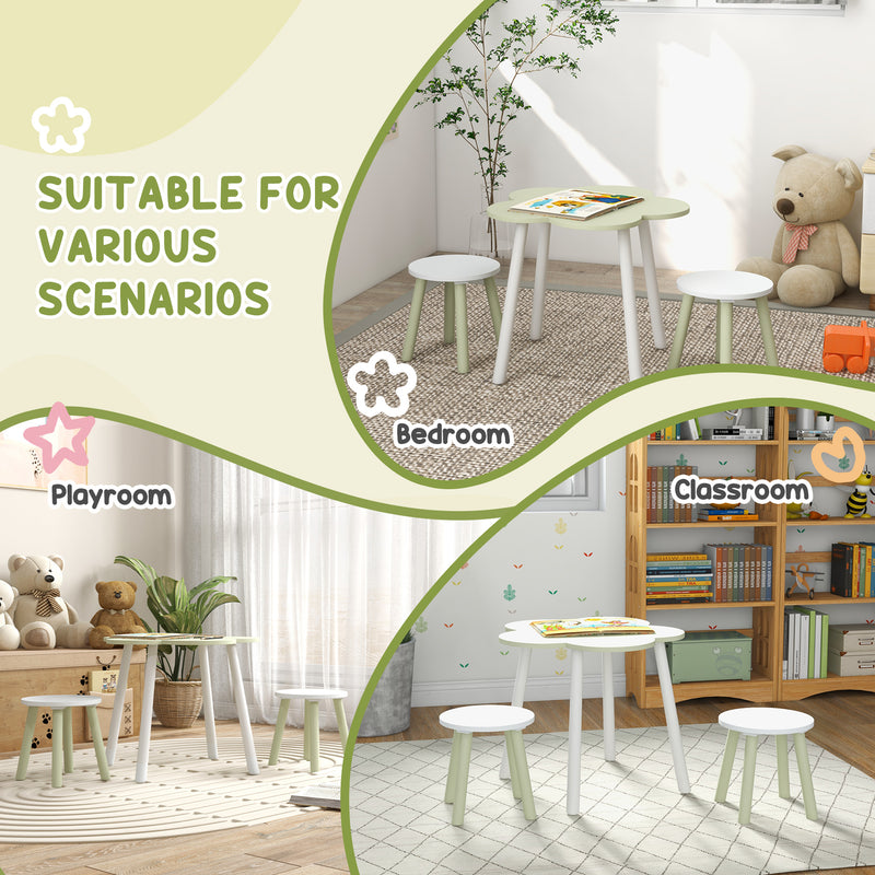 5 Piece Kids Table and Chair Set with Flower Design for Toddlers Aged 3 to 5 Pink AOSOM