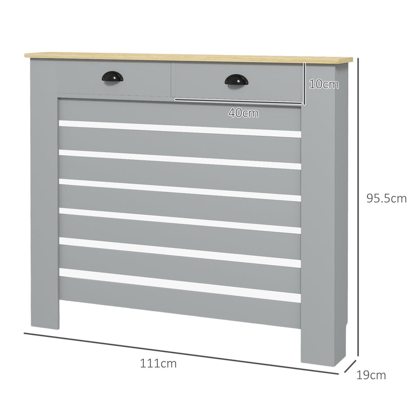 Grey Slim Radiator Cover With Drawer 95.5H x 111Wcm by HOMCOM