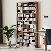 Tall CD Storage Cabinet with Adjustable Shelves Ideal for Home Organisation Rustic Brown