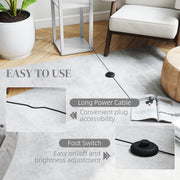 Tall Floor Lamp With Adjustable Brightness And Storage Shelves For Living Room, White