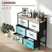 6 Drawer Chest of Drawers with Spacious Storage for Bedroom or Living Room Blue
