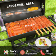 Portable Charcoal BBQ Grill with Warming Rack and Side Shelf for Outdoor Cooking by Outsunny