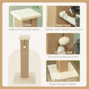 81cm Beige Cat Scratcher with Jute Rope Hanging Ball and Soft Plush Cover by PawHut