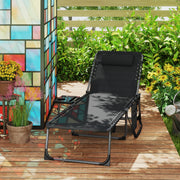 Five Position Reclining Sun Lounger Black Adjustable Garden Chair by Outsunny