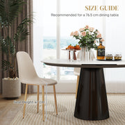 Set of 4 Modern Khaki Dining Chairs with Backrest and Steel Legs for Kitchen or Dining Room by HOMCOM