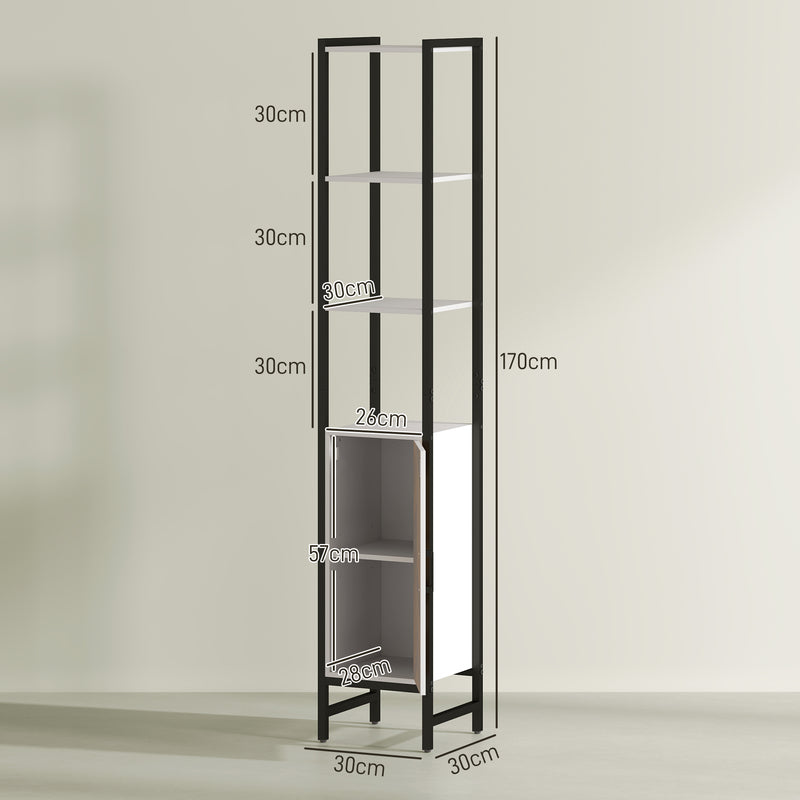 Tall Slim Bathroom Storage Cabinet with Adjustable Shelves for Kitchen or Hallway by HOMCOM