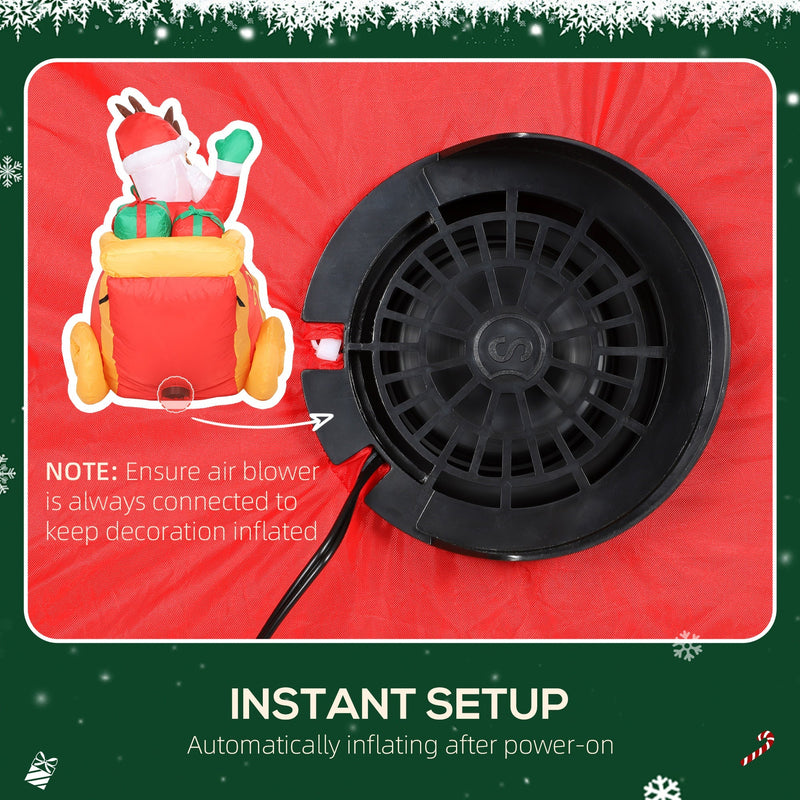 Built-in fan connected to the inflatable sleigh with an inflation note