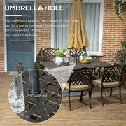 6 Seater Cast Aluminium Patio Dining Set - Bronze Outsunny