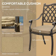 6 Seater Cast Aluminium Patio Dining Set - Bronze Outsunny