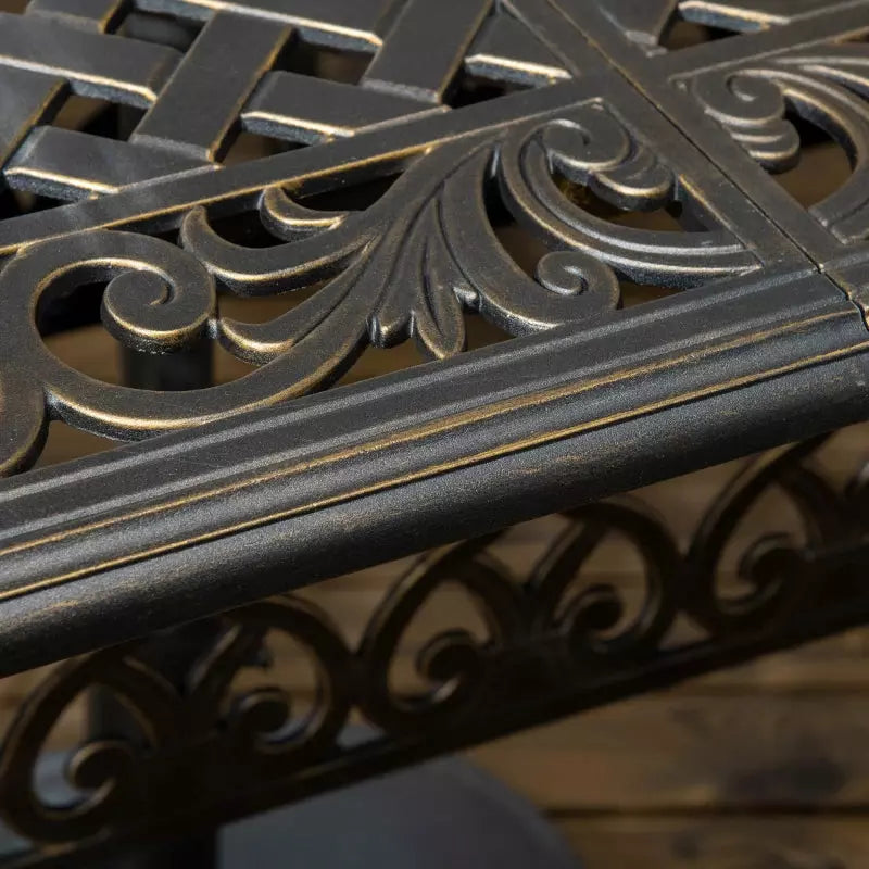 6 Seater Cast Aluminium Patio Dining Set - Bronze Outsunny