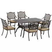 6 Seater Cast Aluminium Patio Dining Set - Bronze Outsunny