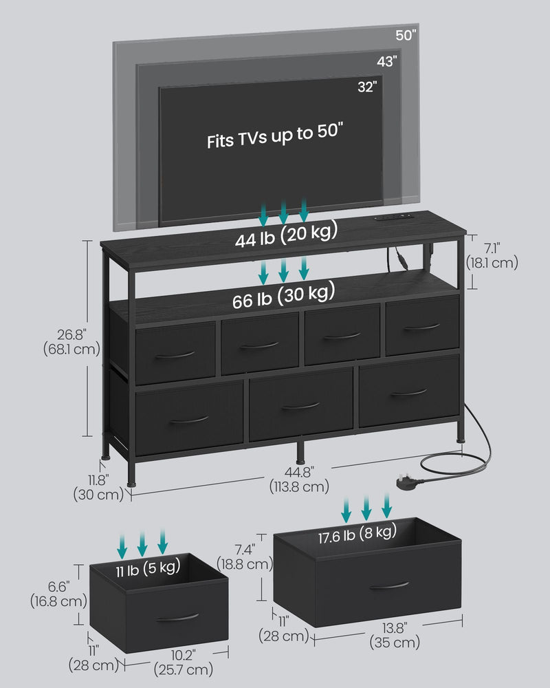 Dimensions diagram showing 113.8 cm width, 30 cm depth, 68.1 cm height and load limits