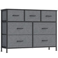 Slate grey fabric chest of drawers with 3 small and 4 large drawers