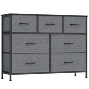 Slate grey fabric chest of drawers with 3 small and 4 large drawers
