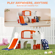 The AIYAPLAY slide set shown set up indoors and outdoors on grass