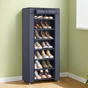 Songmics shoe rack with cover open showing shoes stored on shelves