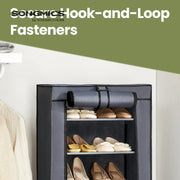 Songmics 7-tier shoe rack shown in a hallway entryway