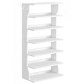 Cloud white 7-tier slim shoe rack with open shelves on a plain background