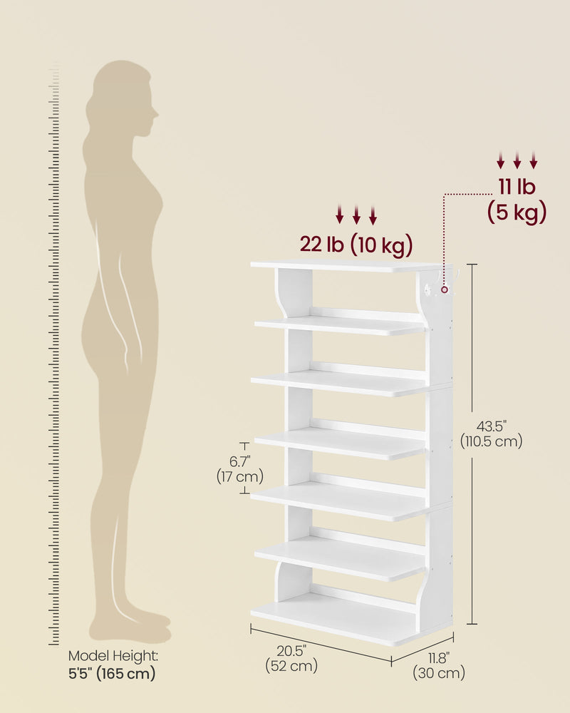 Dimensions diagram showing 52 cm width, 30 cm depth, 110.5 cm height and 17 cm shelf clearance