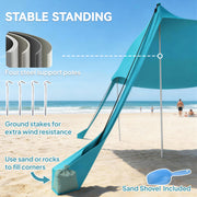 Pop Up Beach Tent With Removable Sidewall And Carry Bag For Camping And Picnics Sky Blue AOSOM