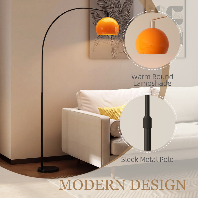 Floor Lamp with Curved Head for Cosy Living Room Lighting Black Orange Homcom