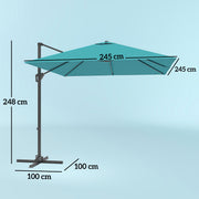 Cantilever Garden Parasol With Adjustable Tilt For Outdoor Shade Protection Outsunny