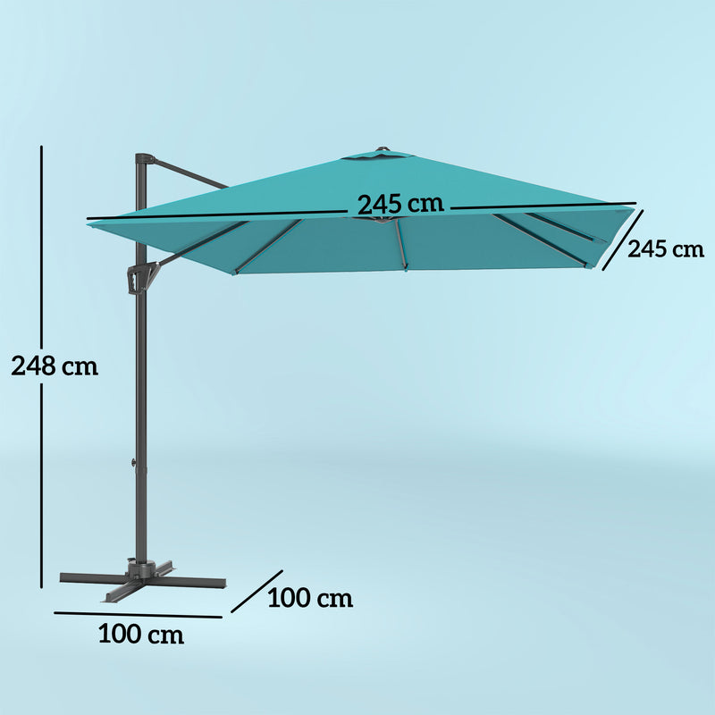 Cantilever Garden Parasol With Adjustable Tilt For Outdoor Shade Protection Outsunny