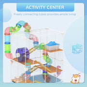 5 Tier Hamster Cage With Fun Tunnel Play Area For Small Pets, Light Blue AOSOM