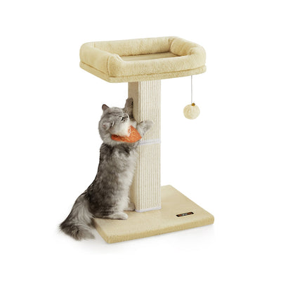 Feandrea beige cat scratching post with plush perch, main view