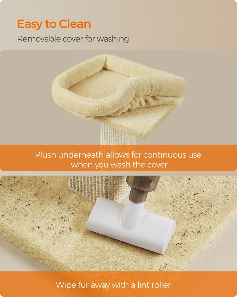 Removable perch cover being cleaned with a lint roller