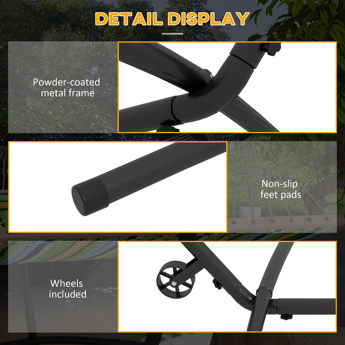 Adjustable Black Hammock Stand With Wheels And Carry Bag For Garden Or Camping Use