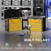 Yellow 4 Drawer Metal Toolbox Chest With Large Storage For Garage Or Workshop AOSOM
