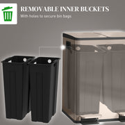 40L Dual Compartment Stainless Steel Bin with Deodoriser Holders Gold Tone by HOMCOM