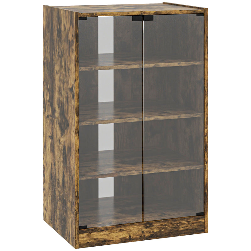 Media Storage Stand with Adjustable Shelves and Glass Doors for Tidy Living Rooms