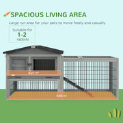 Wooden Rabbit Hutch With Spacious Outdoor Run Ideal for Garden Pet Housing Grey