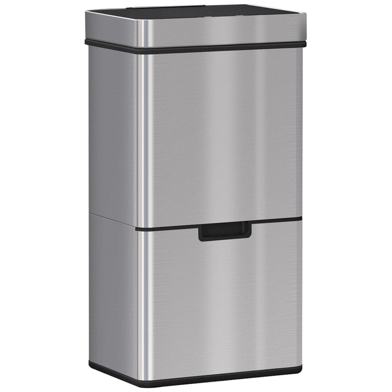 72L Kitchen Recycling Sensor Bin, Stainless Steel, 3-Compartment