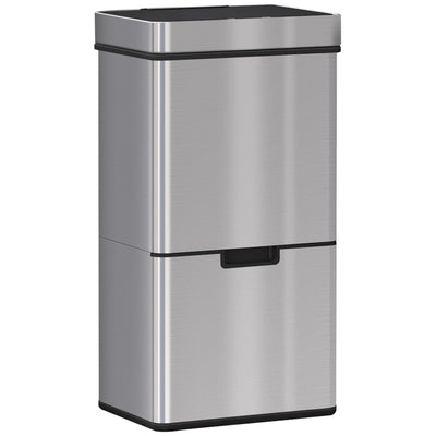 72L Kitchen Recycling Sensor Bin, Stainless Steel, 3-Compartment