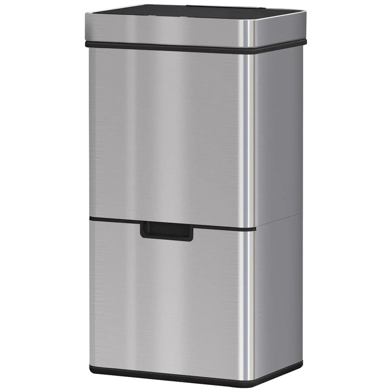 72L Kitchen Recycling Sensor Bin, Stainless Steel, 3-Compartment