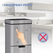 72L Kitchen Recycling Sensor Bin, Stainless Steel, 3-Compartment