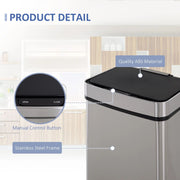 72L Kitchen Recycling Sensor Bin, Stainless Steel, 3-Compartment