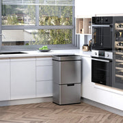 72L Kitchen Recycling Sensor Bin, Stainless Steel, 3-Compartment
