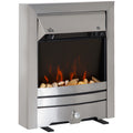 Electric Fireplace Heater with Adjustable Heat and Realistic Flame Effect Stainless Steel