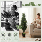 Artificial Cypress Trees Set of 2 for Low Maintenance Front Door Display 120 cm Green Homcom
