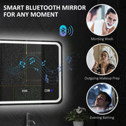 Bluetooth LED Bathroom Mirror with Clock and Anti-Fog 60 x 80 cm Silver Tone by HOMCOM