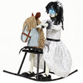HOMCOM animated Halloween girl riding a rocking horse with glowing eyes and black hair