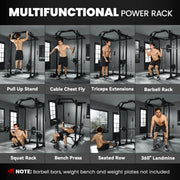 Cable Crossover Machine with Lat Pull Down for Full Body Strength Training Grey AOSOM