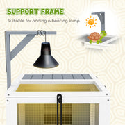 Wooden Tortoise Enclosure with Lamp Holder for Indoor and Outdoor Use Light Grey by PawHut