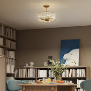 Modern Semi Flush Crystal Ceiling Light With 3 E14 Bulbs For Living Room, Gold Tone