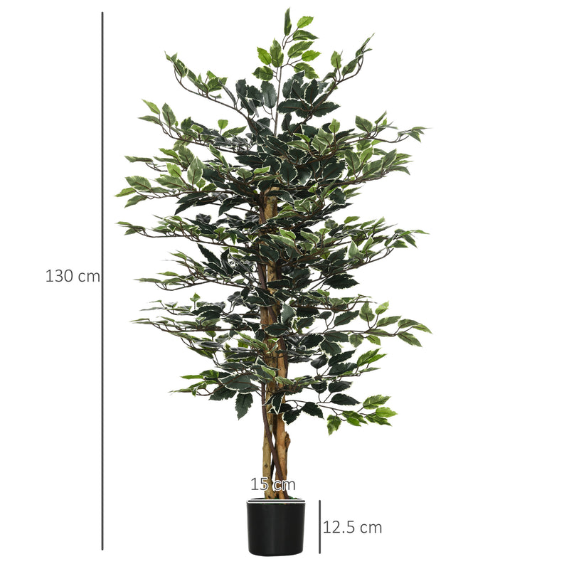 130cm Tall Artificial Ficus Tree with Natural Trunks for Indoor or Outdoor Display Green