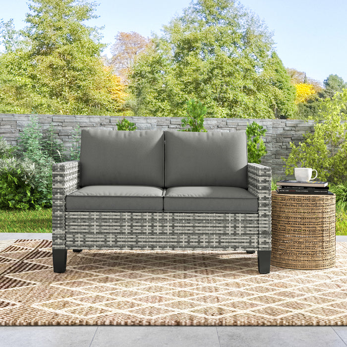 Light Grey Two Seater Rattan Outdoor Sofa for Garden and Patio by Outsunny